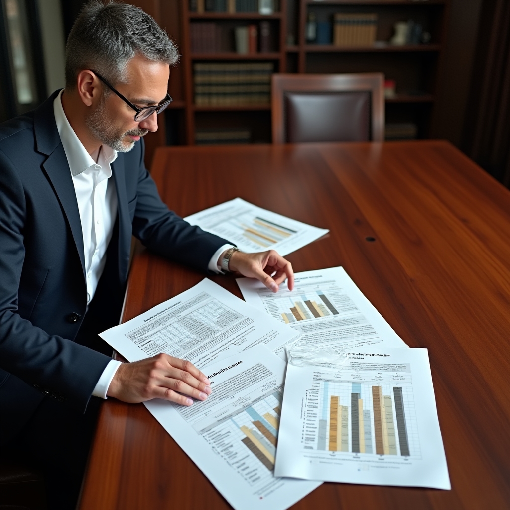 Health insurance plan comparison documents spread on a desk